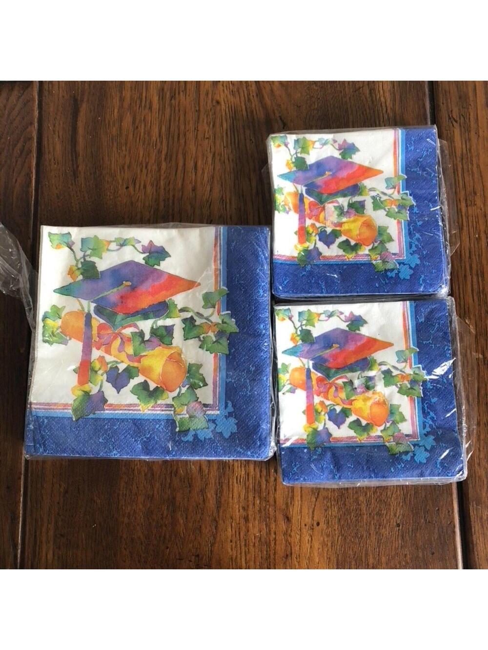 Vintage DesignWare Graduation Colors 1 Luncheon Napkins 2 Beverage Napkins